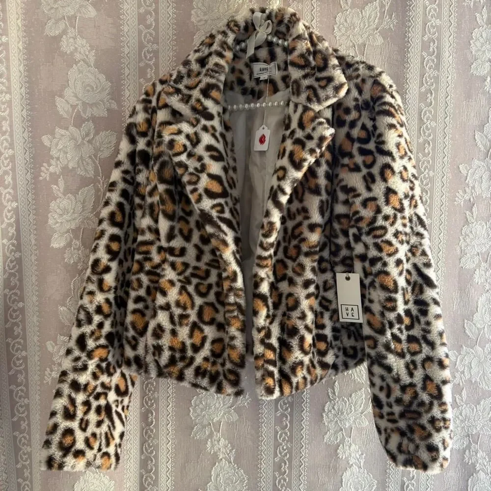 HAVE Women's Faux Fur Leopard Jacket - Picture 1 of 6